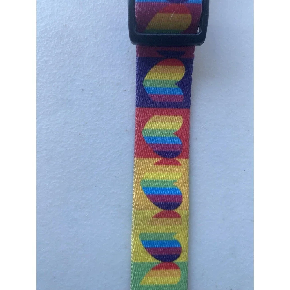 Rainbow Heart Dog Collar Adjustable Quick Release Buckle Nylon Small Medium